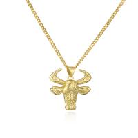 Cubic Zircon Micro Pave Brass Necklace, with 1.96 inch extender chain, Bull, 18K gold plated & micro pave cubic zirconia & for woman Approx 17.71 Inch 