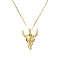 Cubic Zircon Micro Pave Brass Necklace, with 1.96 inch extender chain, Bull, 18K gold plated & micro pave cubic zirconia & for woman Approx 17.71 Inch 
