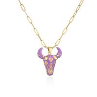 Brass Jewelry Necklace, with 1.96 inch extender chain, 18K gold plated, for woman & enamel Approx 17.71 Inch 