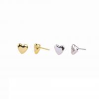 Sterling Silver Stud Earring, argent sterling 925, coeur, Placage, pour femme, plus de couleurs à choisir Vendu par paire