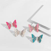 Zinc Alloy Rhinestone Stud Earring, Butterfly, gold color plated, fashion jewelry & for woman & with rhinestone 