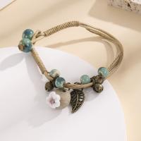 Porcelain Bracelets, Zinc Alloy, with Cotton Thread & Porcelain, handmade, fashion jewelry & Unisex Approx 7.48 Inch 