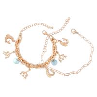 Acrylic Zinc Alloy Bracelets, with Acrylic, with 7.2cm extender chain, plated, 2 pieces & fashion jewelry & for woman, golden .1 cm 