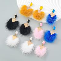 Enamel Zinc Alloy Drop Earring, with Plush, gold color plated, fashion jewelry & for woman 