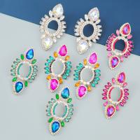 Zinc Alloy Rhinestone Stud Earring, gold color plated, fashion jewelry & for woman & with glass rhinestone & with rhinestone 