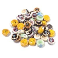 Gesprenkelte Porzellan Perlen, flache Runde, DIY, keine, 12x6.5mm, ca. 20PCs/Tasche, verkauft von Tasche