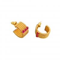 Rhinestone Brass Stud Earring, 18K gold plated, for woman & with rhinestone 