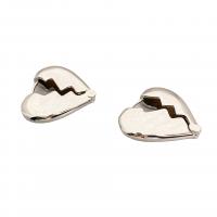 Brass Drop Earring, Heart, silver color plated, for woman 