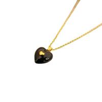 Ожерелье ручной латунные, Латунь, с 5.5cm наполнитель цепи, Сердце, 18K золотым напылением, Женский & эмаль, Много цветов для выбора длина:Приблизительно 45 см, продается PC