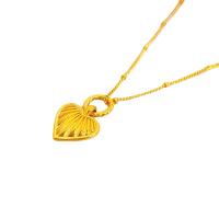 Collar de latón hecho a mano, metal, con 5cm extender cadena, Corazón, chapado en oro de 18 K, para mujer, 13.6mm, longitud:aproximado 51 cm, Vendido por UD