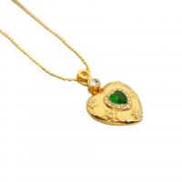 Rhinestone Brass Necklace, with 8cm extender chain, Heart, 18K gold plated, for woman & with rhinestone Approx 52 cm 