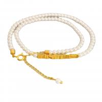 Акриловые ожерелье, Латунь, с Акрил, с 6cm наполнитель цепи, 18K золотым напылением, Женский, белый, длина:Приблизительно 39.5 см, продается PC