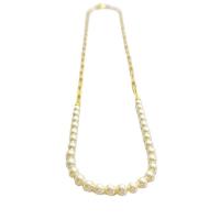 Plastic Pearl Necklace, Brass, with Plastic Pearl, 18K gold plated & for woman Approx 18 Inch 