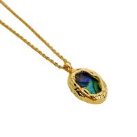 Ожерелье, Латунь, с Ракушка, Овальная форма, 18K золотым напылением, Женский, Много цветов для выбора, длина:Приблизительно 18 дюймовый, продается PC