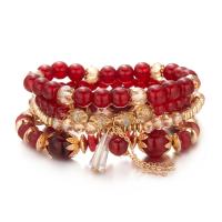 Zinc Alloy Crystal Bracelets, with Zinc Alloy & Acrylic, gold color plated, 4 pieces & for woman cm 