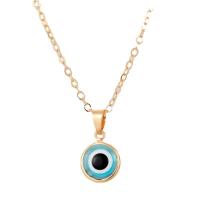 Evil Eye Schmuck Halskette, Zinklegierung, mit Harz, mit Verlängerungskettchen von 2.76, blöser Blick, goldfarben plattiert, für Frau, keine, 10mm, Länge:15.75 ZollInch, verkauft von PC