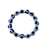 Evil Eye Jewelry Bracelet, Resin, with Plastic Pearl & Zinc Alloy, gold color plated, elastic & Unisex & with rhinestone .1 Inch 