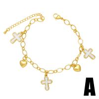 Bracelets en laiton, avec 2 chaînes de rallonge, Plaqué or 18K, styles différents pour le choix & pour femme, doré .28 pouce, Vendu par PC