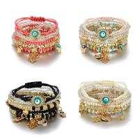 Glass Seed Beads Bracelets, Zinc Alloy, with Seedbead & Acrylic, gold color plated, 6 pieces & Unisex & enamel & with rhinestone .1 Inch 
