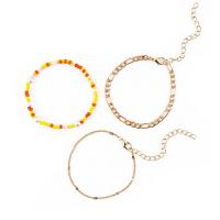 Glass Seed Beads Bracelets, Zinc Alloy, with Seedbead & Plastic Pearl, gold color plated, three pieces & for woman 