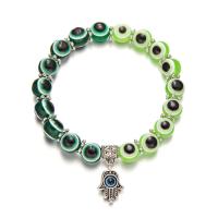 Evil Eye Jewelry Bracelet, Resin, with Zinc Alloy, silver color plated, elastic & for woman .66 Inch 