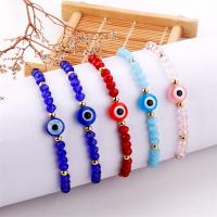 Evil Eye Jewelry Bracelet, Crystal, with Polyester Cord & Resin, handmade, Unisex & adjustable & faceted cm 