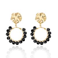 Zinc Alloy Drop Earring, with Resin & Plastic Pearl, gold color plated & for woman 