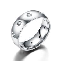 Couple Finger Rings, 304 Stainless Steel, Unisex & micro pave cubic zirconia, silver color, 8mm 
