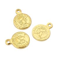 Brass Jewelry Pendants, Flat Round, gold color plated, DIY, gold Approx 0.5mm 