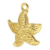 Brass Jewelry Pendants, Starfish, gold color plated, DIY & micro pave cubic zirconia, golden Approx 2mm 