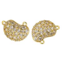Cubic Zirconia Micro Pave Brass Connector, Bean, gold color plated, DIY & micro pave cubic zirconia, golden Approx 1mm 