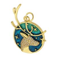 Enamel Brass Pendants, Antlers, gold color plated, DIY, blue Approx 4mm 