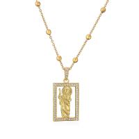 Cubic Zircon Micro Pave Brass Necklace, real gold plated & micro pave cubic zirconia & for woman, gold, 450mm 