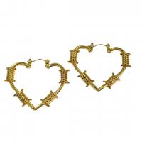 Brass Hoop Earring, Heart, plated, fashion jewelry & for woman 