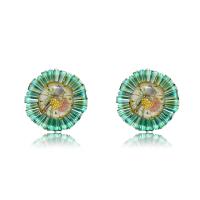 Crystal Jewelry Earring, Zinc Alloy, with Crystal & Resin, Flower, plated, with flower pattern & for woman 