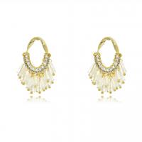 Fashion Fringe Earrings, Zinc Alloy, with Czech Rhinestone & Crystal, 14K gold plated, fashion jewelry & for woman & hollow 