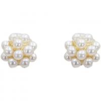 Plastic Pearl Zinc Alloy Earring, with Plastic Pearl, gold color plated, for woman, white 