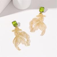 Zinc Alloy Rhinestone Drop Earring, Goldfish, Carved, fashion jewelry & for woman & with rhinestone 