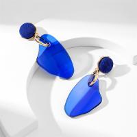 Boucle d'oreille de goutte acrylique, avec alliage de zinc, bijoux de mode & styles différents pour le choix & pour femme, bleu Vendu par paire
