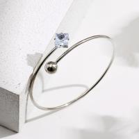 Rhinestone Zinc Alloy Bangle, fashion jewelry & for woman & with rhinestone, silver color Approx 7.68 Inch 