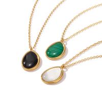 Gemstone Necklaces, 304 Stainless Steel, with Gemstone, with 5cm extender chain, Vacuum Plating, fashion jewelry & for woman cm 