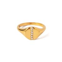 Нержавеющая сталь Rhinestone палец кольцо, Нержавеющая сталь 304, вакуумное покрытие, ювелирные изделия моды & разный размер для выбора & Женский & со стразами, Золотой, 10mm, продается PC