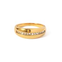 Нержавеющая сталь Rhinestone палец кольцо, Нержавеющая сталь 304, вакуумное покрытие, ювелирные изделия моды & разный размер для выбора & Женский & со стразами, Золотой, 7mm, продается PC