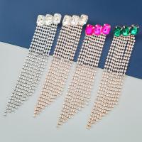 Fashion Fringe Earrings, Zinc Alloy, plated, fashion jewelry & for woman & with glass rhinestone & with rhinestone 