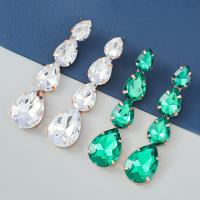 Zinc Alloy Rhinestone Drop Earring, plated, fashion jewelry & for woman & with glass rhinestone 