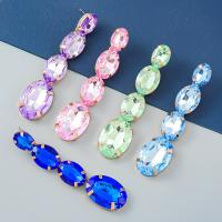 Zinc Alloy Rhinestone Drop Earring, plated, fashion jewelry & for woman & with glass rhinestone 