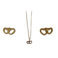 Fashion Stainless Steel Jewelry Sets, 304 Stainless Steel, Stud Earring & necklace, Heart, Vacuum Ion Plating & for woman & hollow 10mm Approx 45 cm 