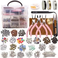 DIY Jewelry Finding Kit, Crystal, with Plastic Box & Brass & Iron & Ferronickel & Tiger Tail Wire & Zinc Alloy & Acrylic, polished 