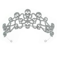 Bridal Tiaras, Zinc Alloy, Skull, silver color plated, Halloween Design & for woman & with rhinestone, silver color 