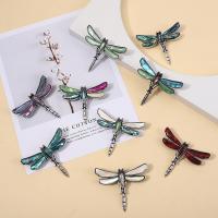 Zinc Alloy Jewelry Brooch, with Shell, Dragonfly, silver color plated, for woman 